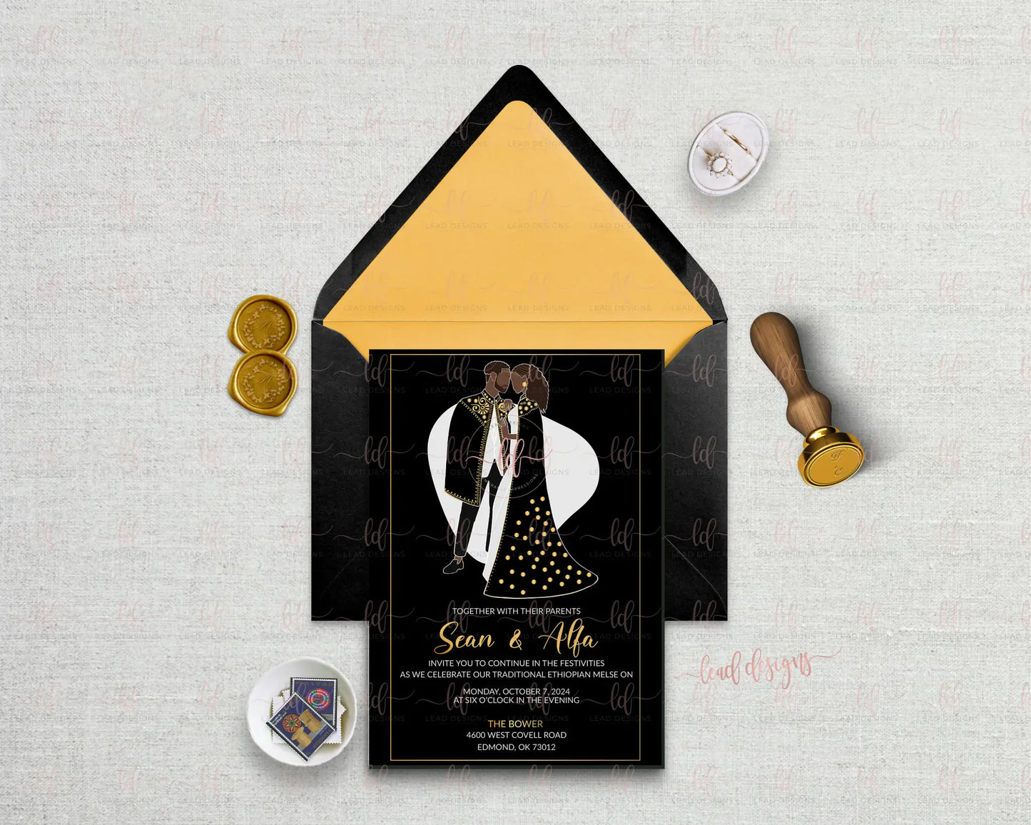 Liya Invitation – Single-Sided | Melse & Wedding Invitation | Ethiopian & Eritrean Design | African-Inspired | Digital