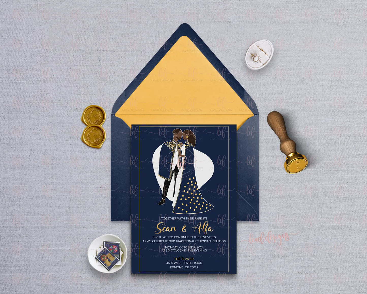 Liya Invitation – Single-Sided | Melse & Wedding Invitation | Ethiopian & Eritrean Design | African-Inspired | Digital