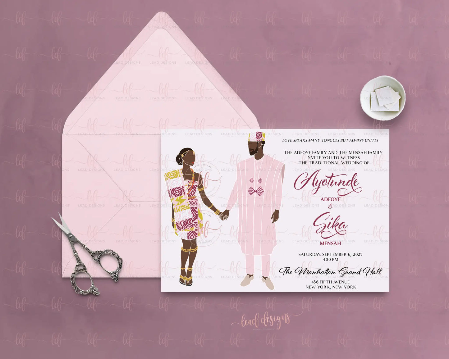 Ọdọ & Dɔ - African Wedding Invitation | Ghanaian Togolese Ivorian & Nigerian Inspired | Digital Format | Abstract