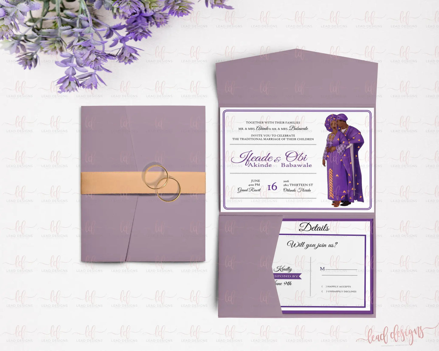 Ade Yoruba Traditional Wedding Invitation Detailed Invitations