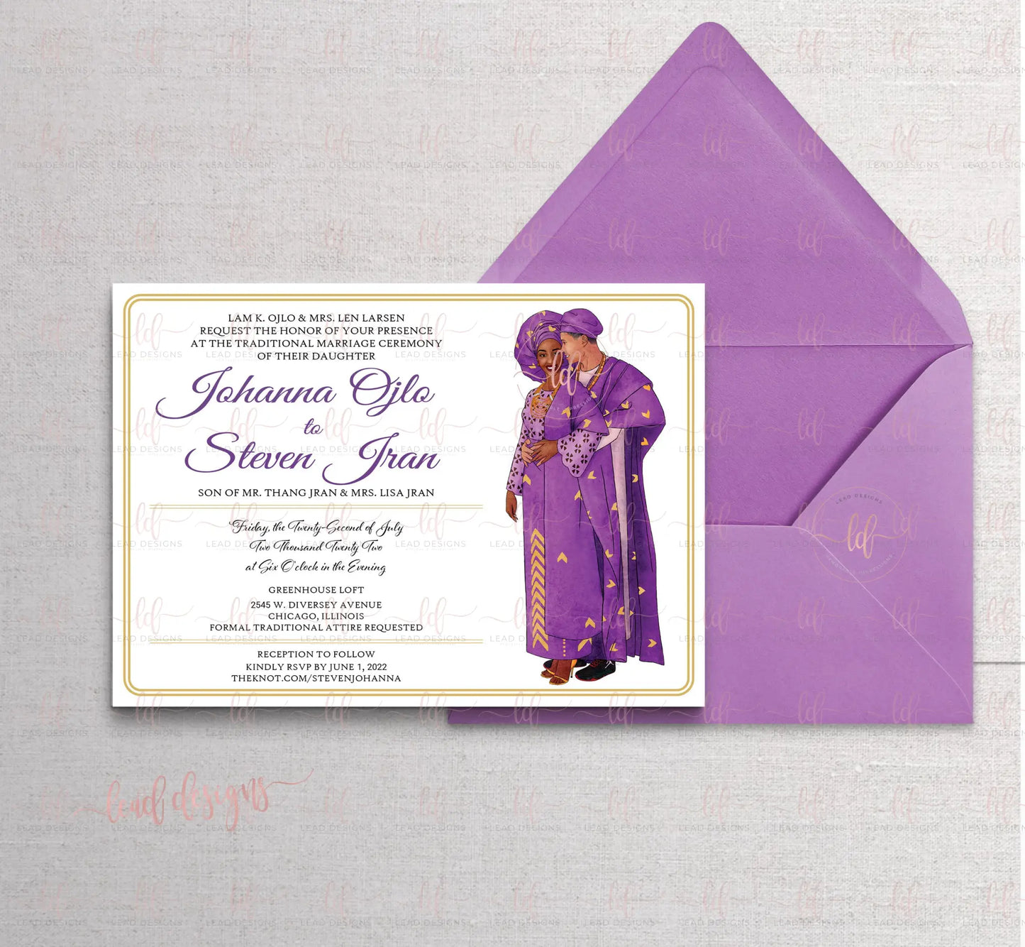 Ade Yoruba Traditional Wedding Invitation | Digital & Printed Detailed Invitations