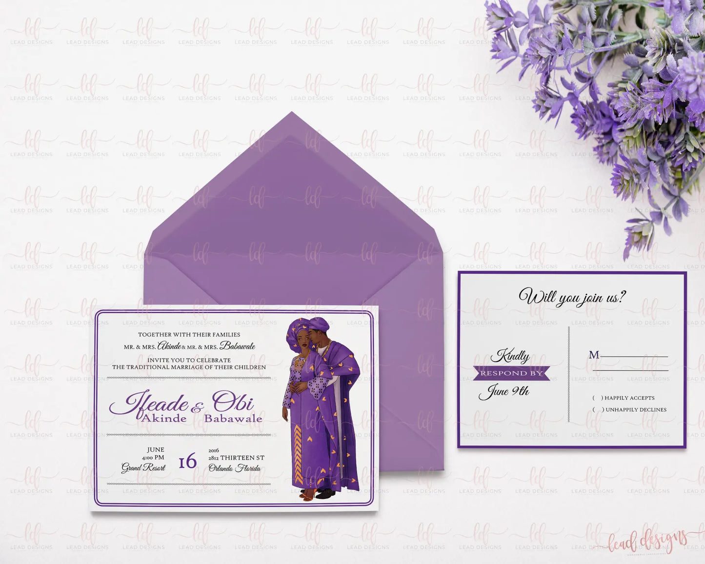 Ade Yoruba Traditional Wedding Invitation Detailed Invitations