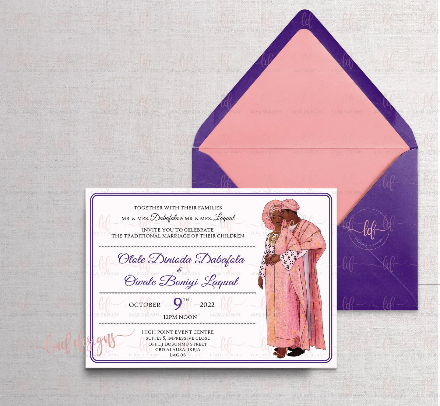 Ade Yoruba Traditional Wedding Invitation | Digital & Printed Detailed Invitations