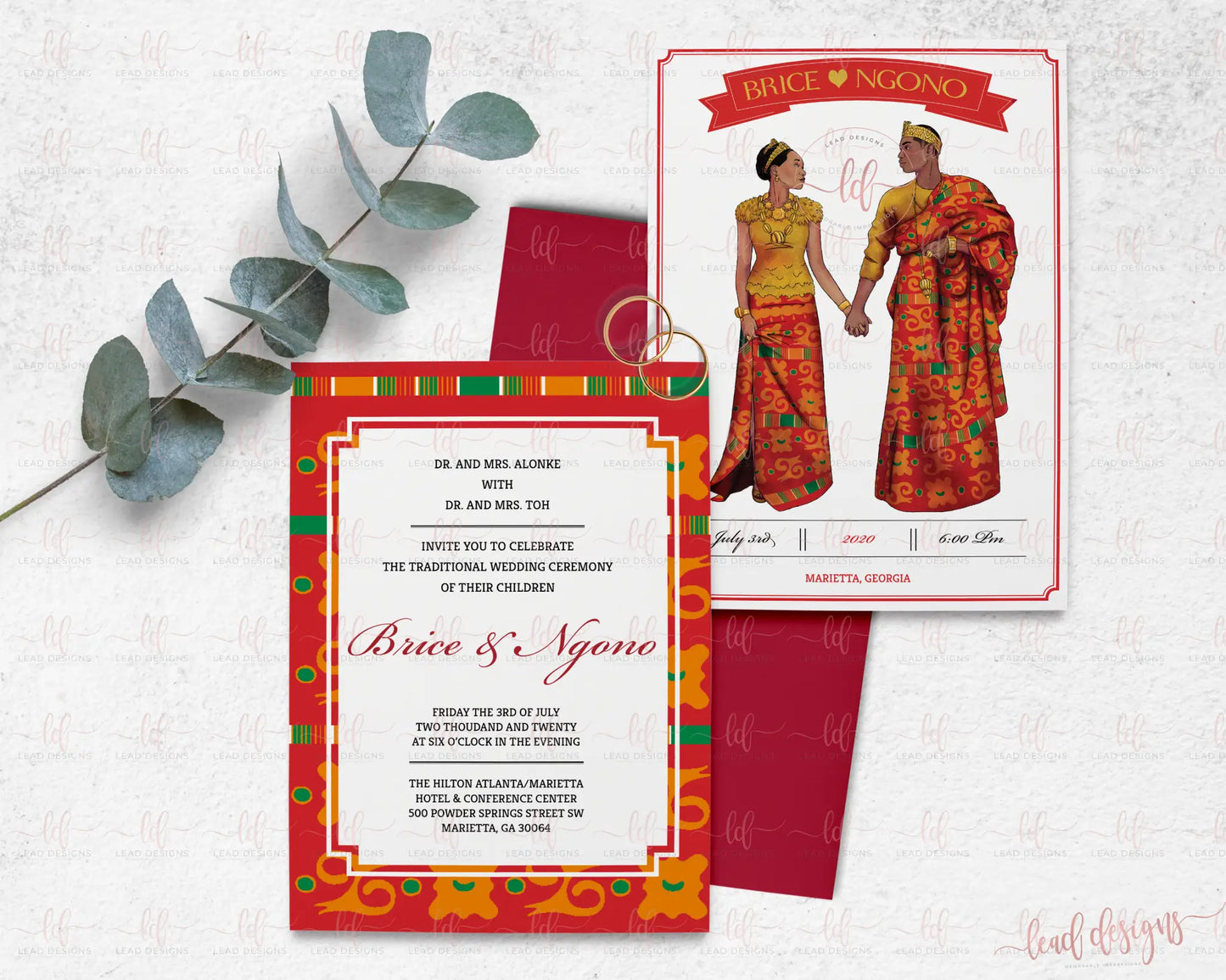 Ahou Invitation African Traditional Wedding Detailed Invitations