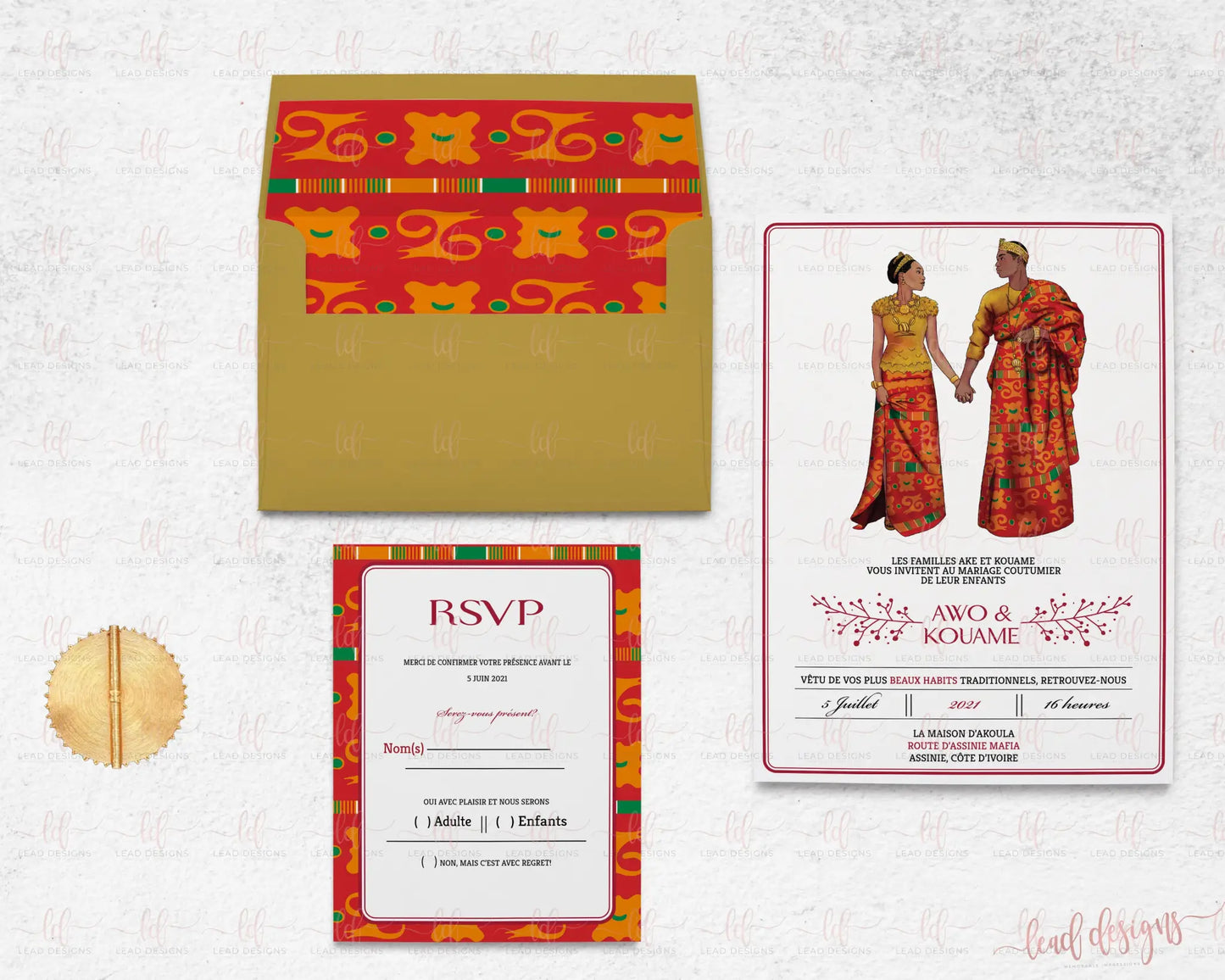 Ahou Invitation African Traditional Wedding Detailed Invitations