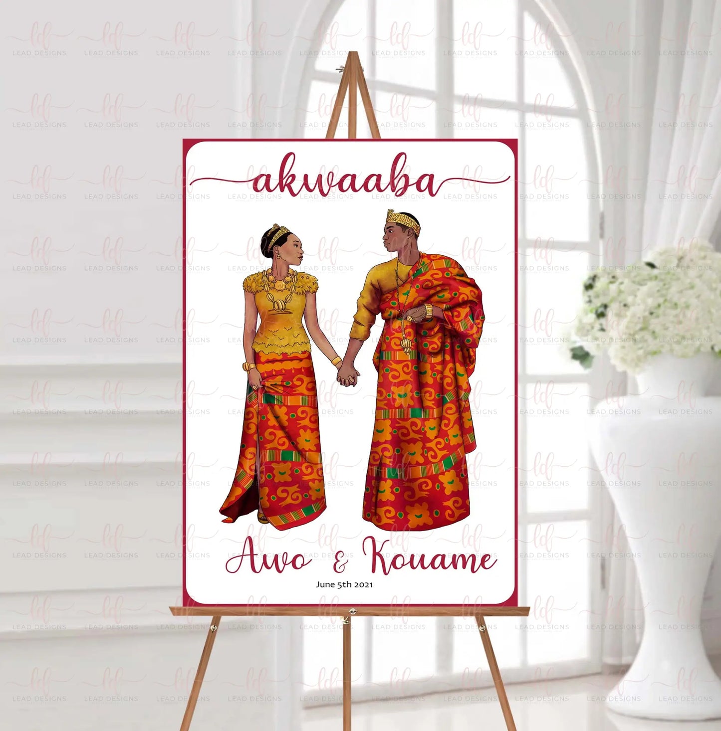 Ahou Welcome Sign African Traditional Wedding Detailed