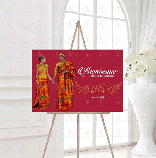 Ahou Welcome Sign African Traditional Wedding Detailed