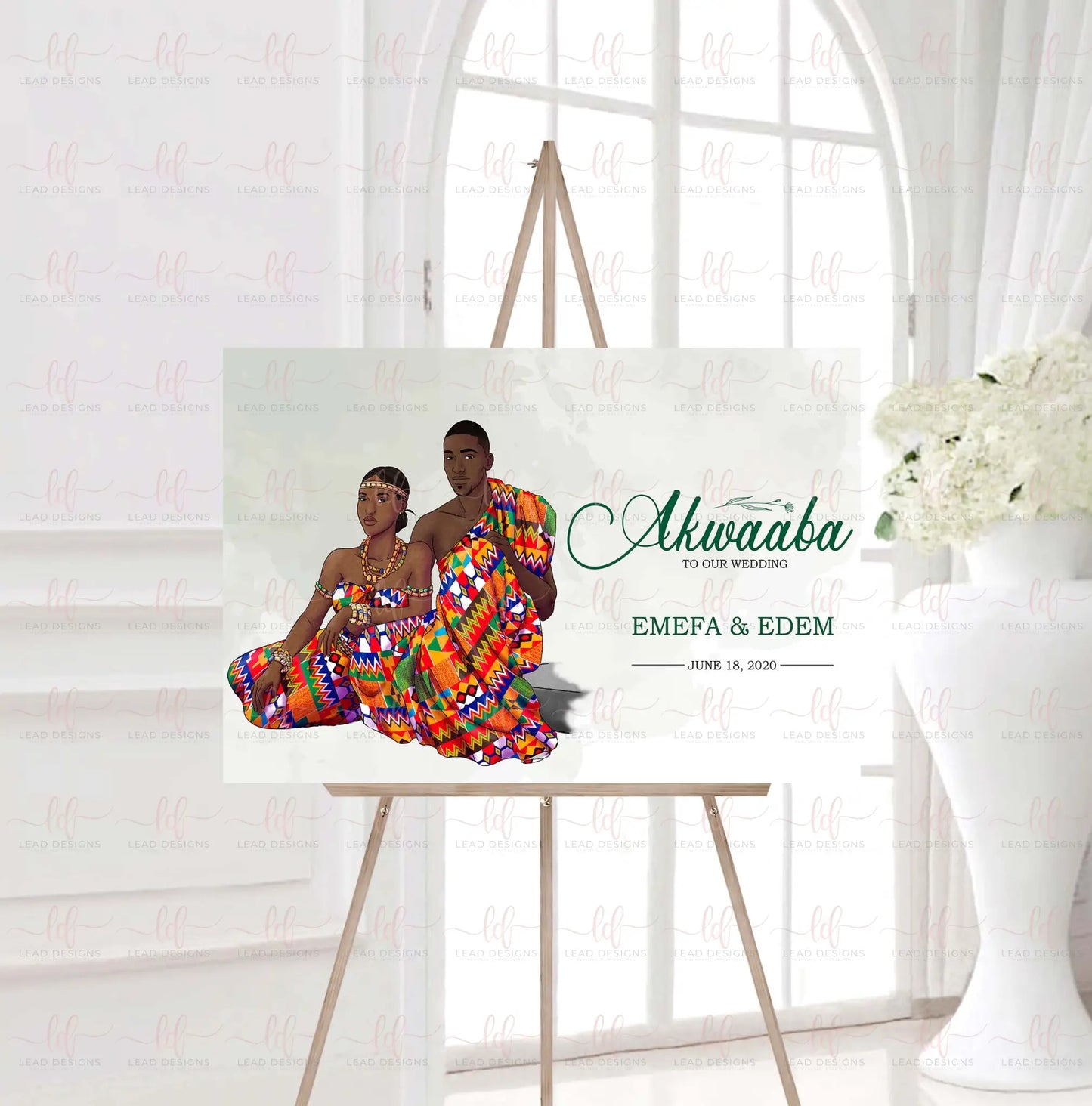 Akou Customizable African-Inspired Wedding Welcome Sign Detailed