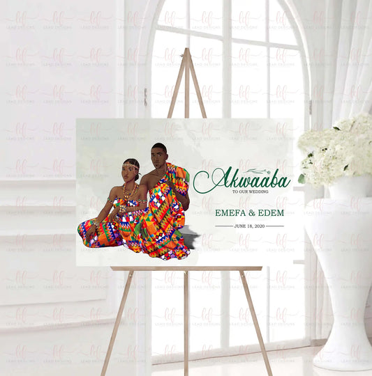 Akou Customizable African-Inspired Wedding Welcome Sign Detailed