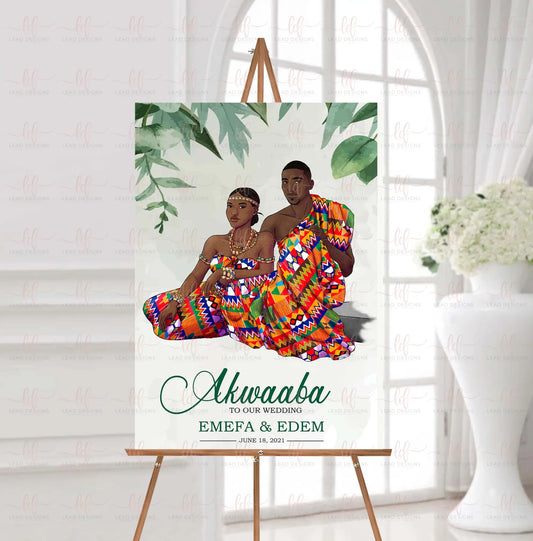 traditional kente inspired wedding welcome sign