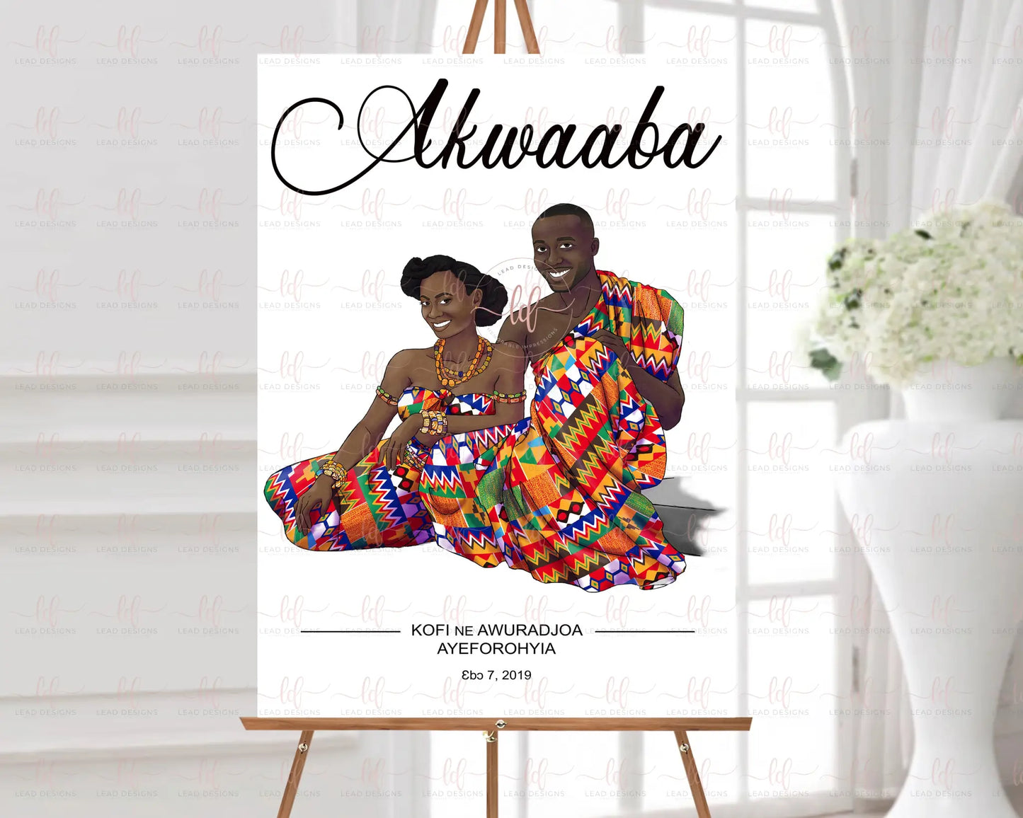 Akou Customizable African-Inspired Wedding Welcome Sign Detailed