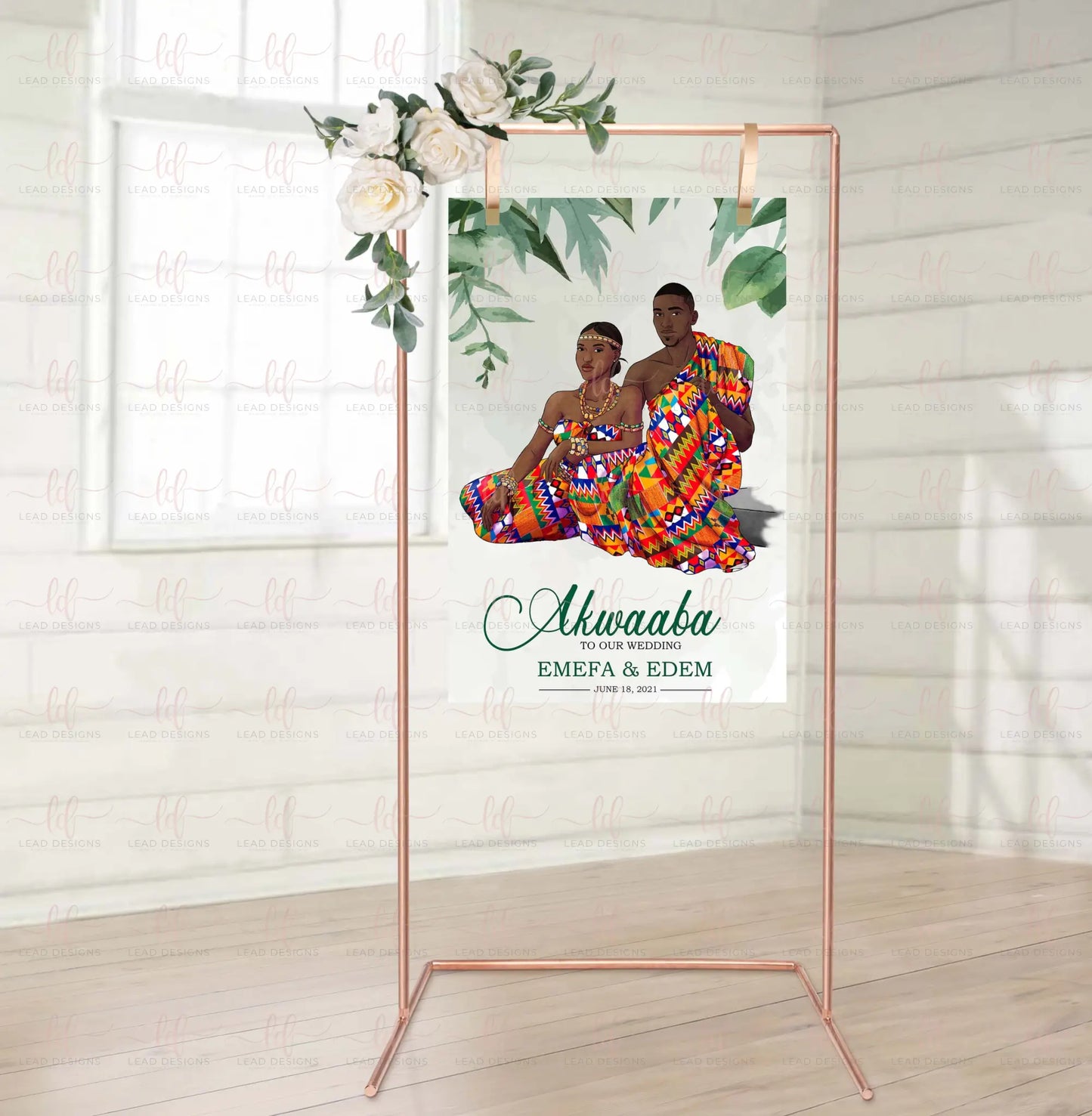 Akou Customizable African-Inspired Wedding Welcome Sign Detailed