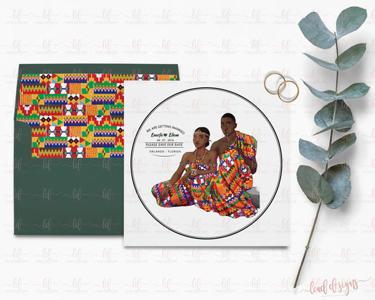 Akou Save The Date Of Your Traditional Wedding - Ghanaian Inspired Detailed