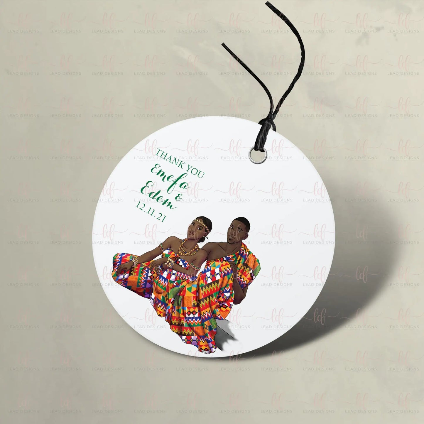 Akou Traditional Wedding Favor Tag Detailed