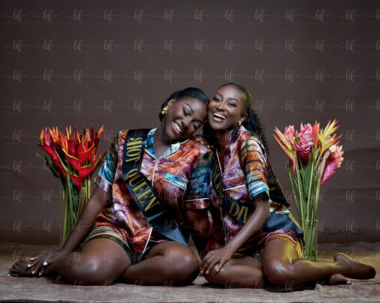 Awa- Silk Satin Pajamas Kampala Print Robes