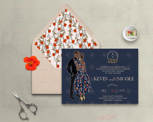 Ayele Colorful Modern Traditional Wedding Invitation With African Touch Abstract Invitations
