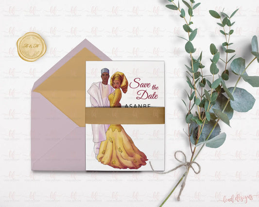 Bako Nigerian Traditional Wedding Save The Date | Customizable & Digital Detailed