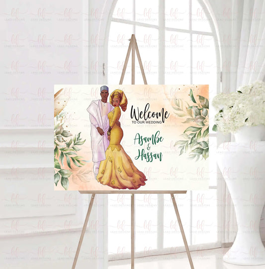 Bako Nigerian Traditional Wedding Welcome Sign | Customizable & Digital Detailed