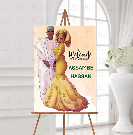 Bako Nigerian Traditional Wedding Welcome Sign | Customizable & Digital Detailed