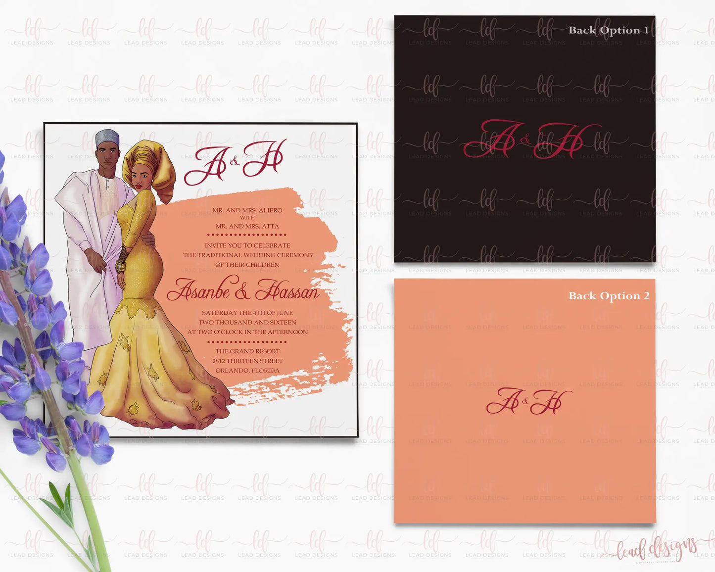 Bako Traditional Wedding Invitation - African Inspired | Customizable & Digital Detailed Invitations