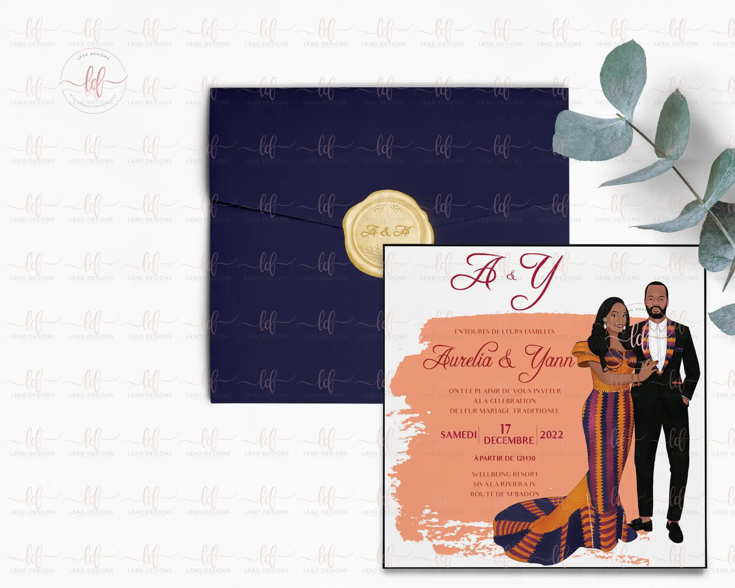 Bako Traditional Wedding Invitation - African Inspired | Customizable & Digital Detailed Invitations