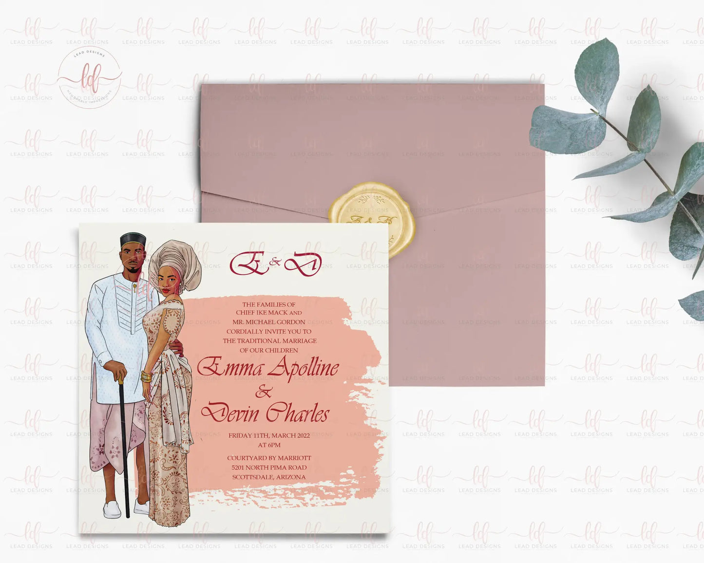 Bako Traditional Wedding Invitation - African Inspired | Customizable & Digital Detailed Invitations