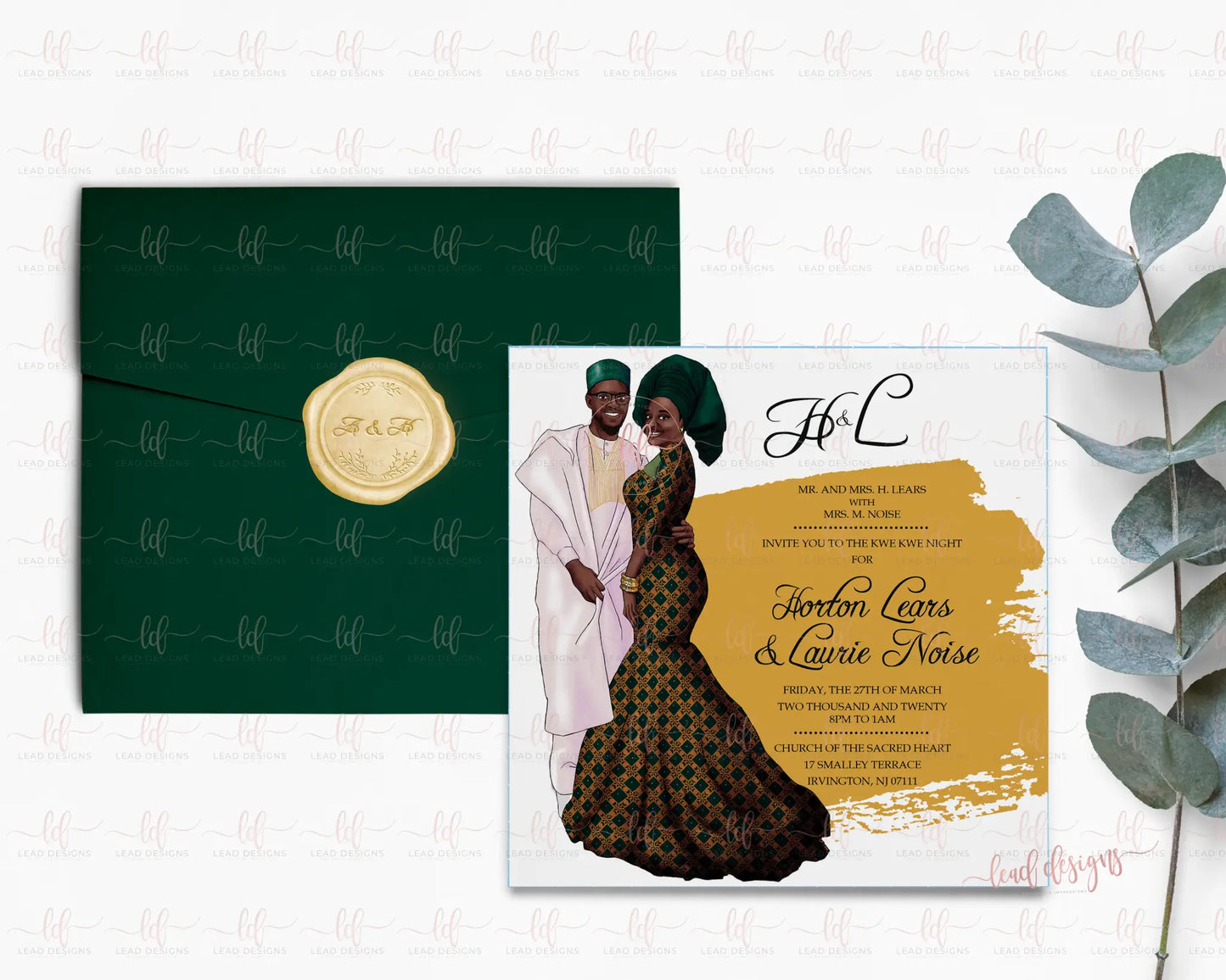 Bako Traditional Wedding Invitation - African Inspired | Customizable & Digital Detailed Invitations