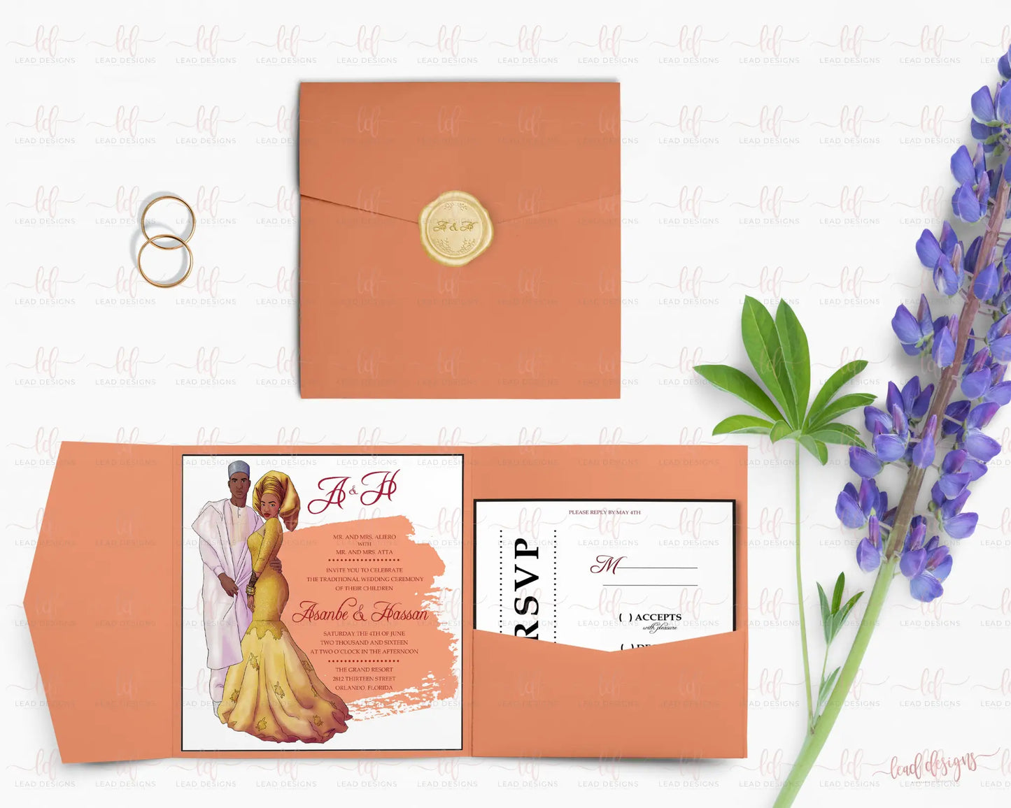 Bako Traditional Wedding Invitation - African Inspired | Customizable & Digital Detailed Invitations