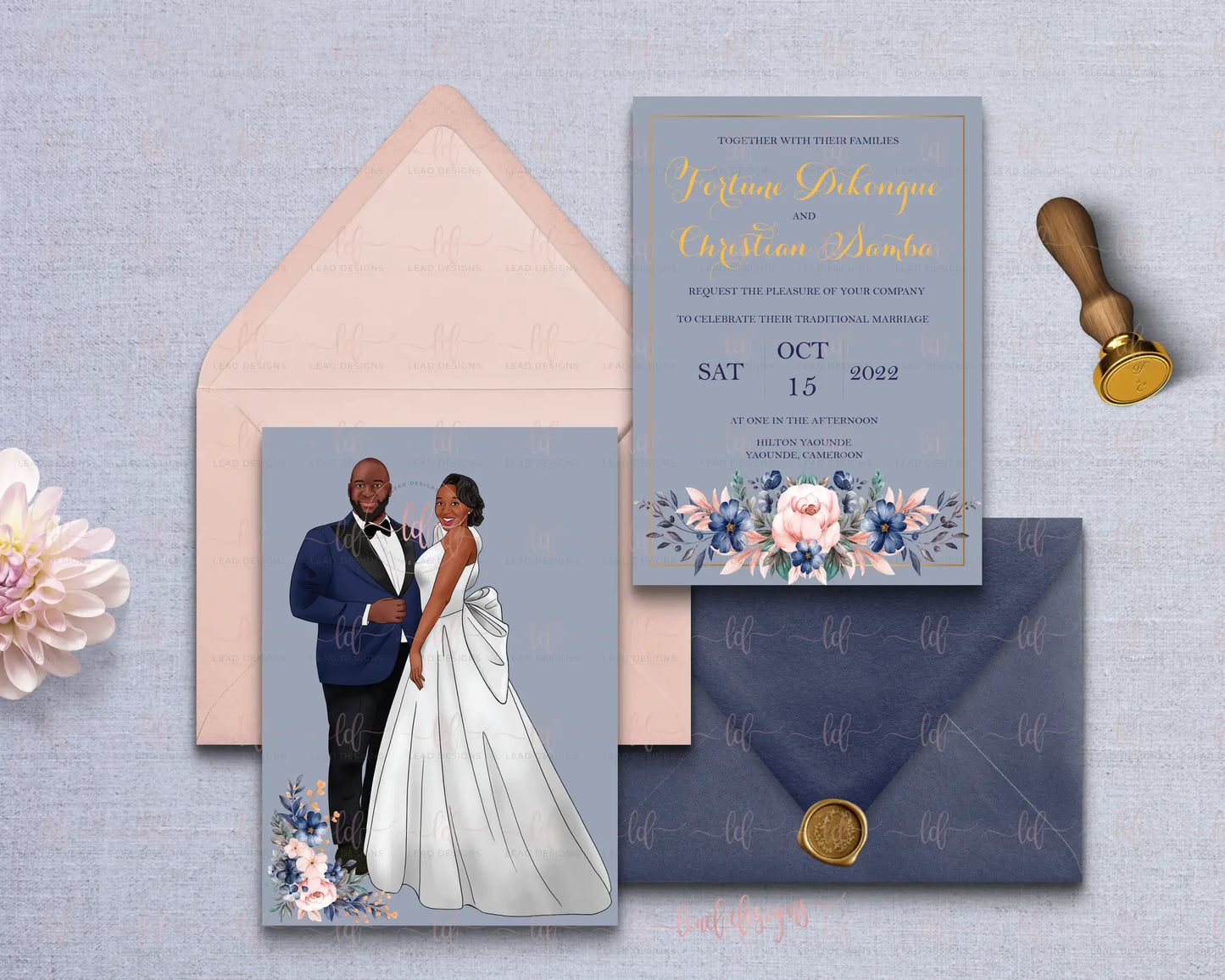 Bako Traditional Wedding Invitation - African Inspired | Customizable & Digital Detailed Invitations