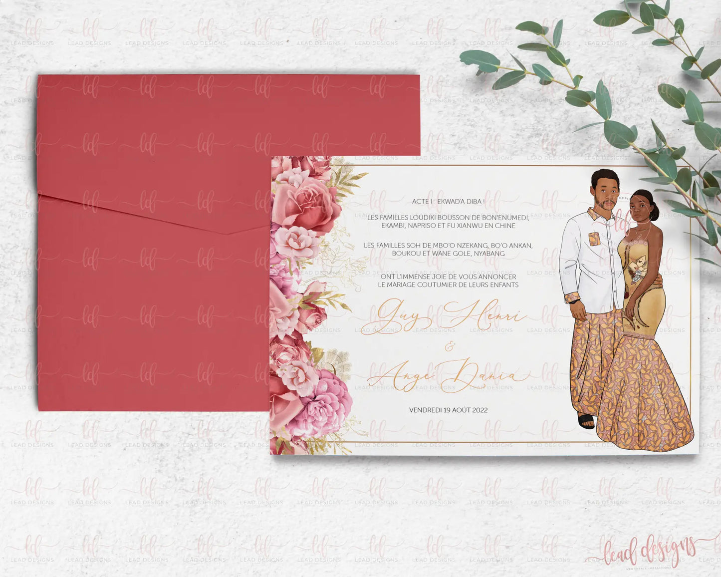 Bako Traditional Wedding Invitation - African Inspired | Customizable & Digital Detailed Invitations