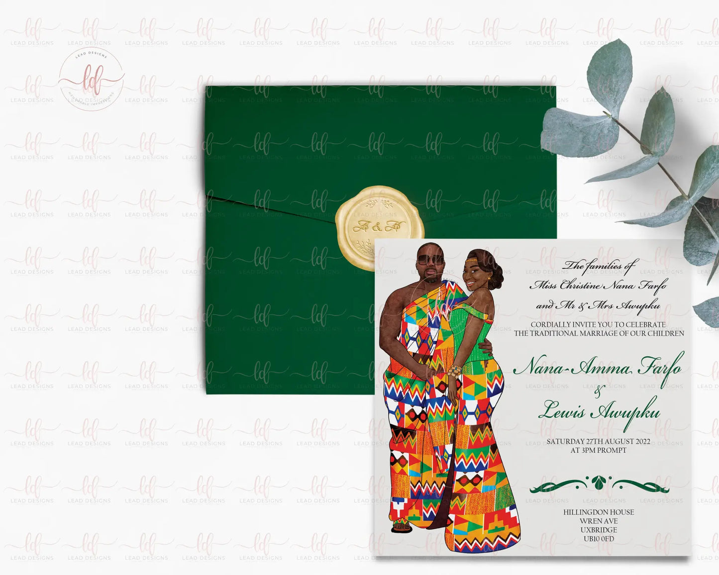 Bako Traditional Wedding Invitation - African Inspired | Customizable & Digital Detailed Invitations