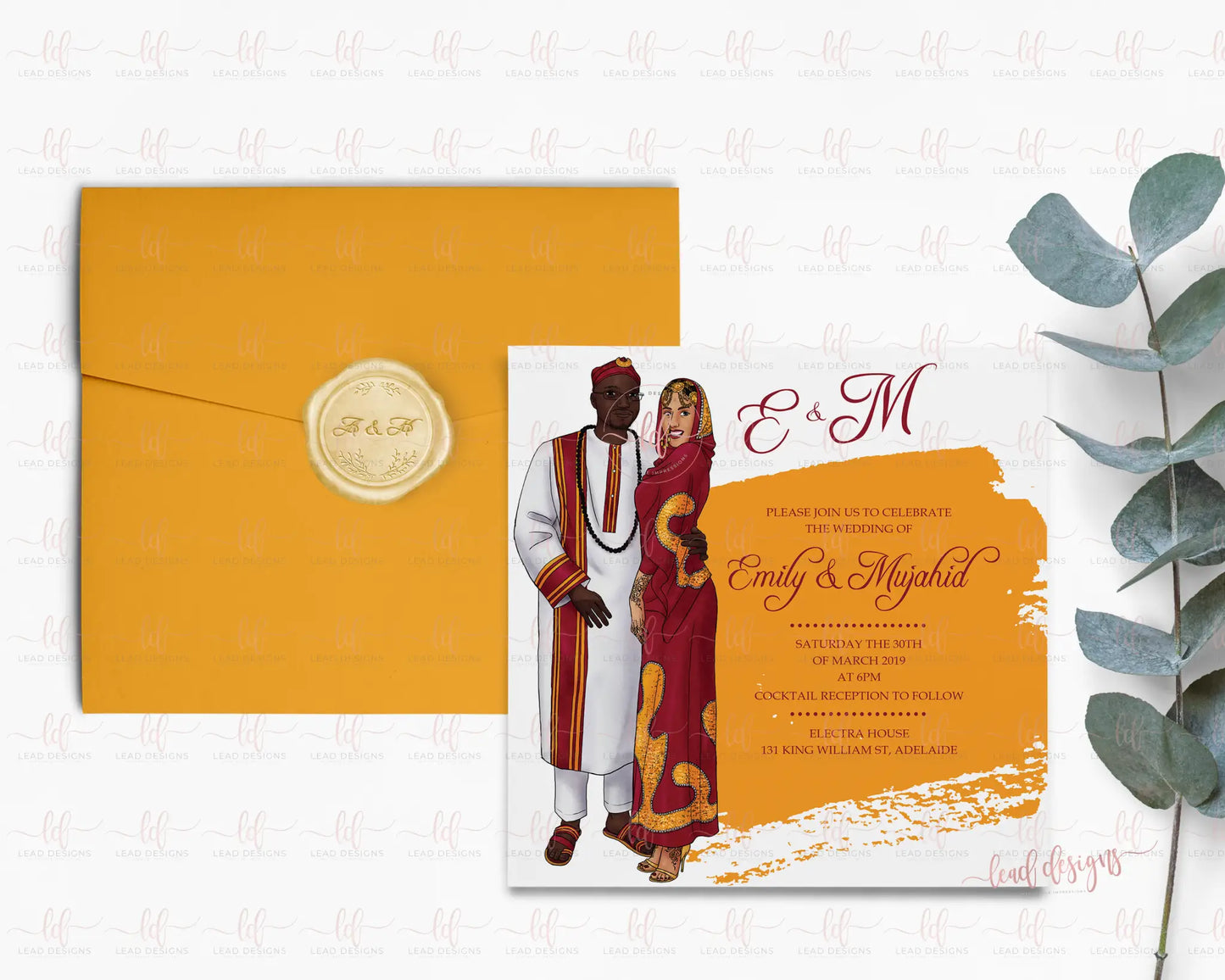 Bako Traditional Wedding Invitation - African Inspired | Customizable & Digital Detailed Invitations