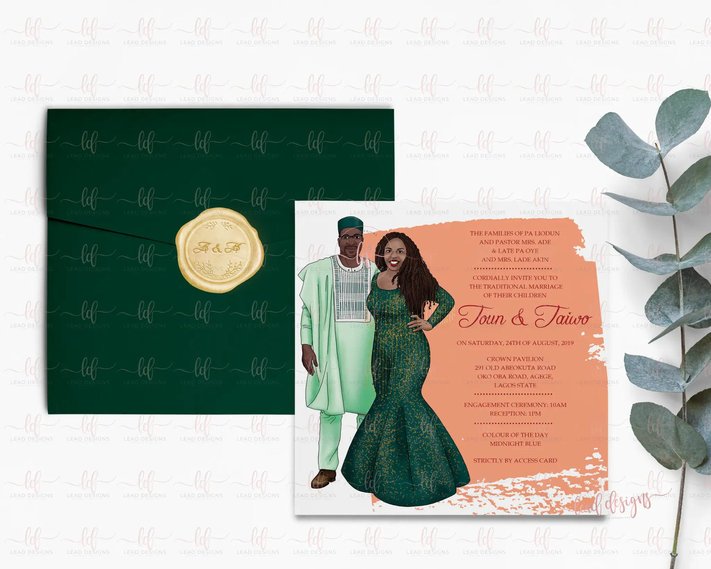 Bako Traditional Wedding Invitation - African Inspired | Customizable & Digital Detailed Invitations