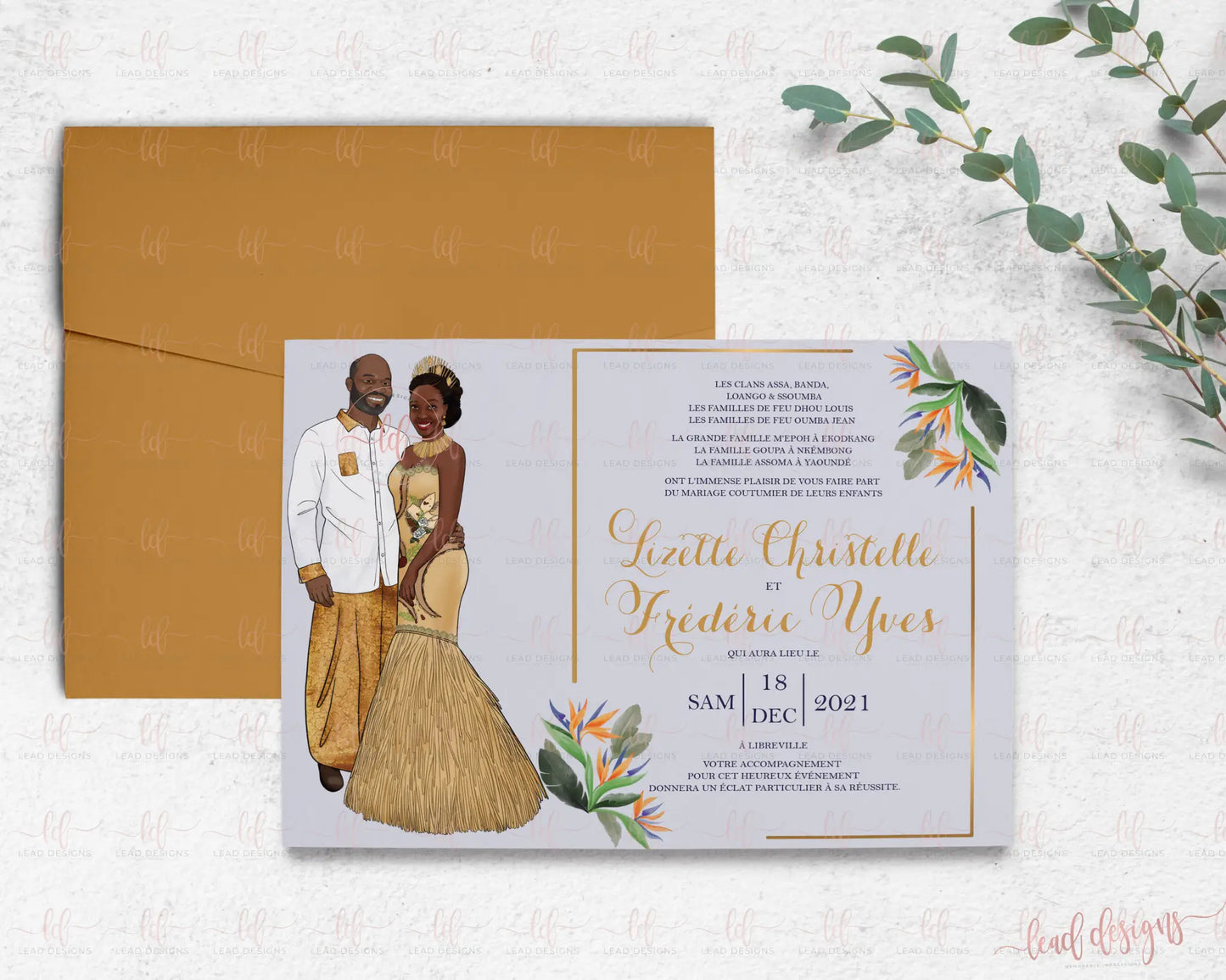 Bako Traditional Wedding Invitation - African Inspired | Customizable & Digital Detailed Invitations