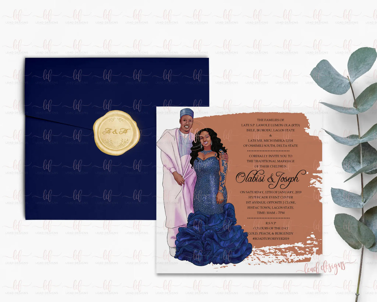 Bako Traditional Wedding Invitation - African Inspired | Customizable & Digital Detailed Invitations