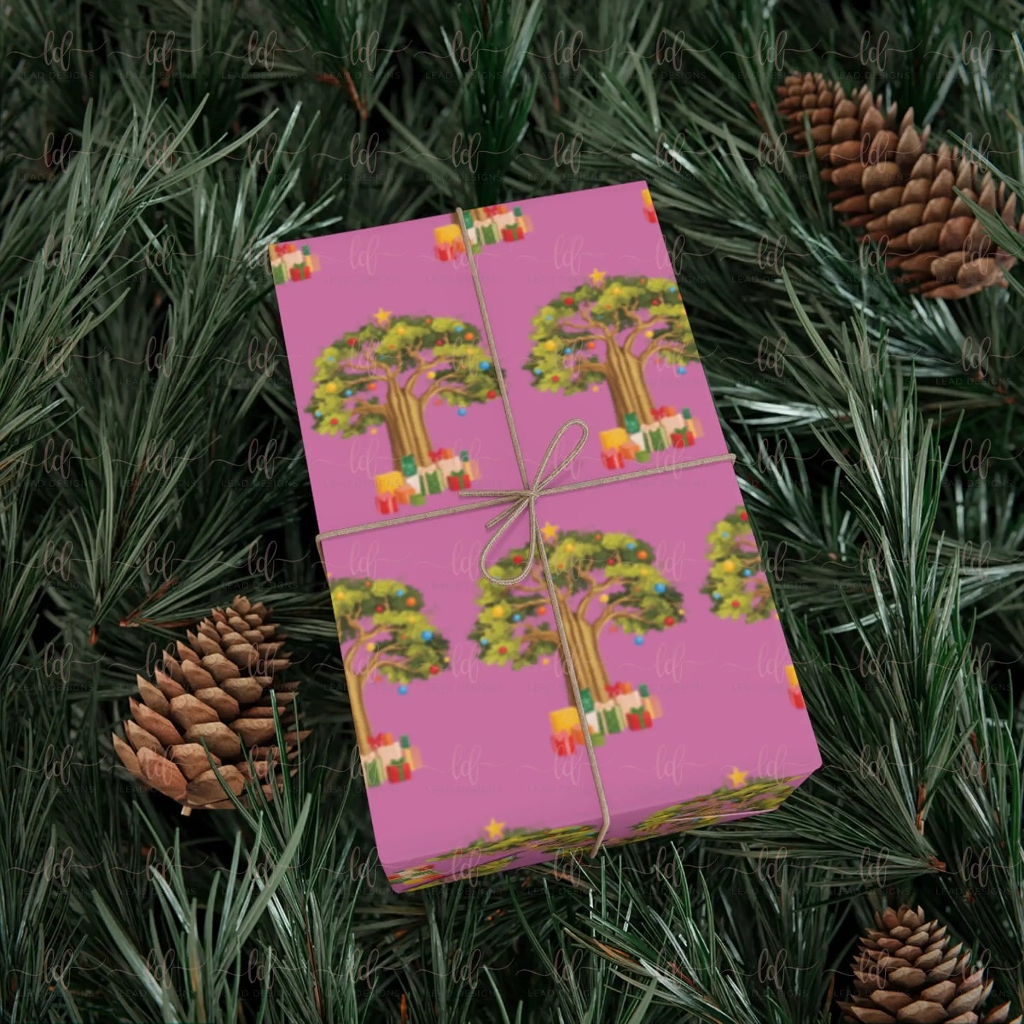 Christmas Baobab- Gift Wrapping Paper Sheet 30 X 20 / Satin Christmas Wrapping Paper