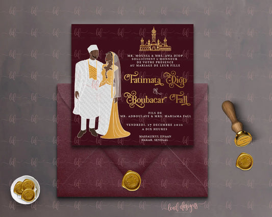Dalanda Digital African Wedding Invitation - Customizable Design Abstract Invitations