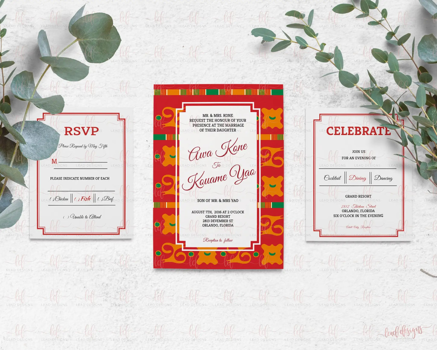 Doodles Invitation African Traditional Wedding Pattern Invitation