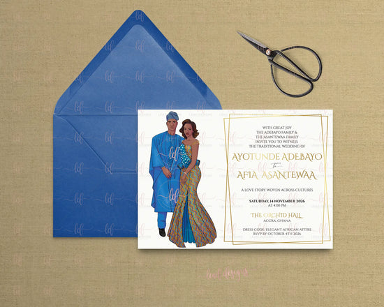 Ekaaba – African Traditional Wedding Invitation | Yoruba & Akan Inspired | Nigeria & Ghana | Elegant Cultural Wedding