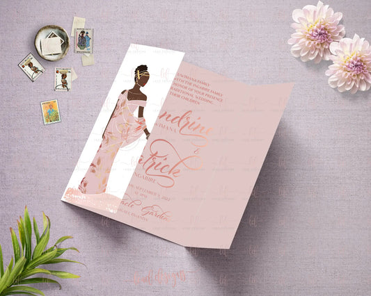 Kalisa Elegant Rwandan Traditional Wedding Invitation - Fully Customizable Gatefold Invitations