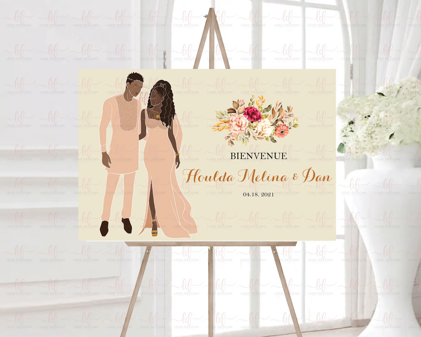 Kameni African Traditional Wedding Welcome Sign - Digital Design Abstract