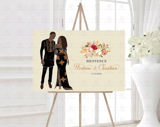 Kameni African Traditional Wedding Welcome Sign - Digital Design Abstract