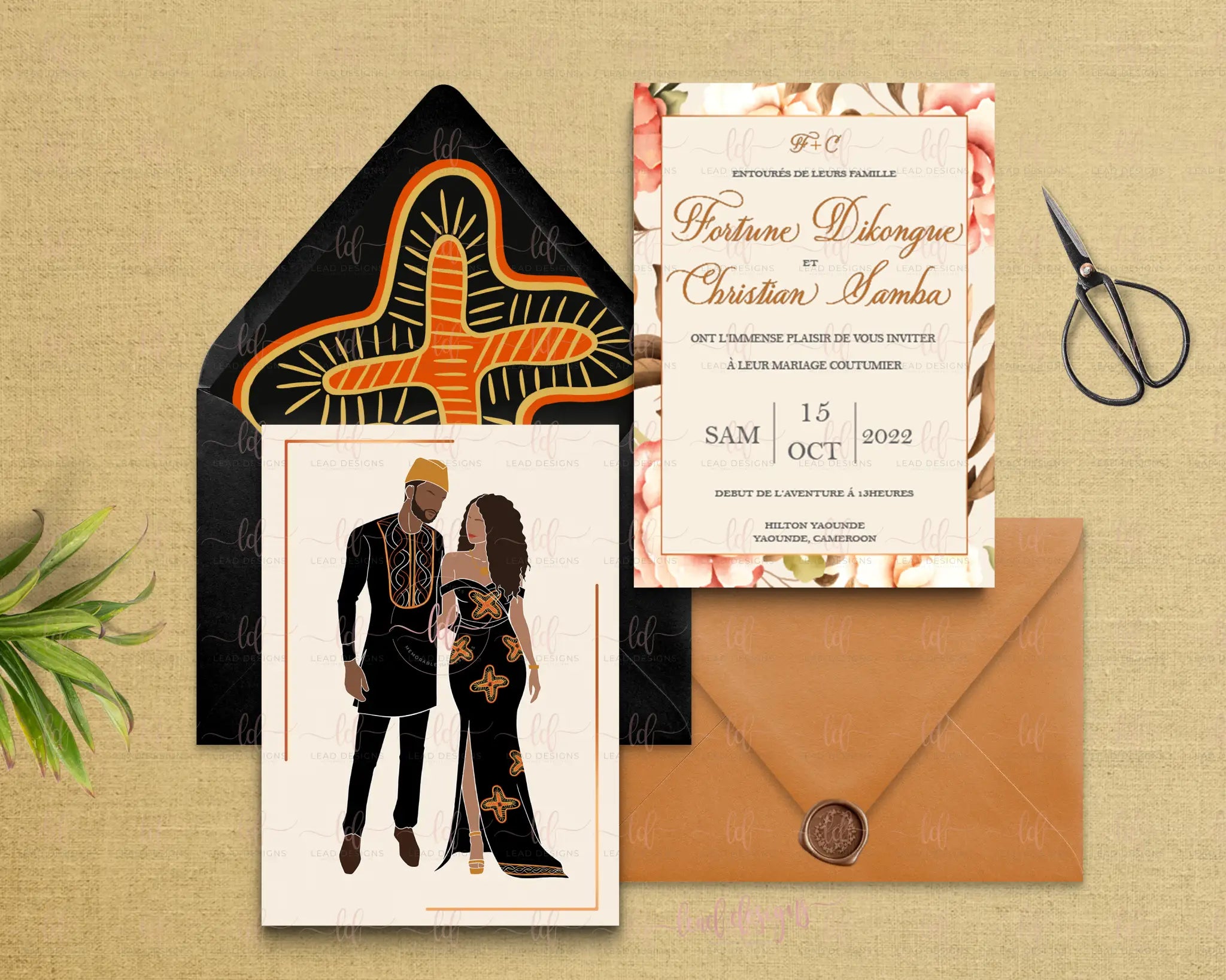 Kameni – Double-Sided | African Traditional Wedding | Customizable Digital File Beard + Hat for Groom / Keep original