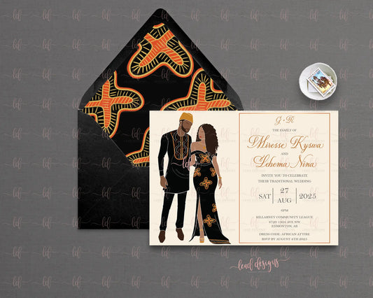 Kameni – Single-Sided | African Traditional Wedding | Customizable Digital File Beard + Hat for Groom / Keep original