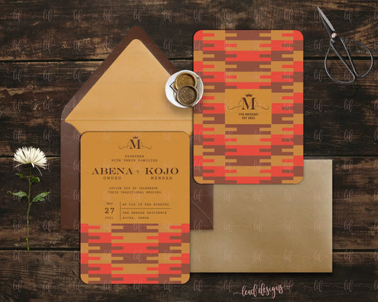 traditional ghanaian wedding invitation kente