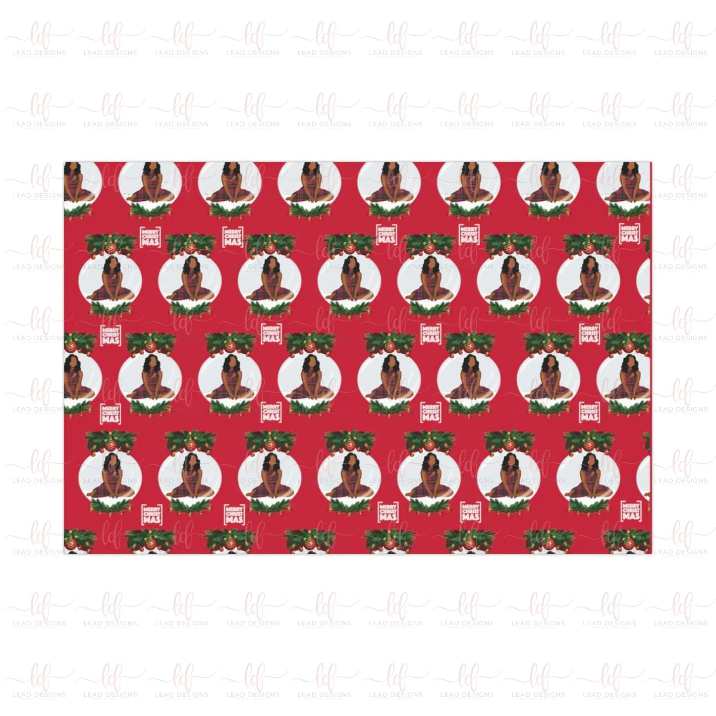 Lady In An Ornament- Gift Wrapping Paper Sheet Christmas Wrapping Paper