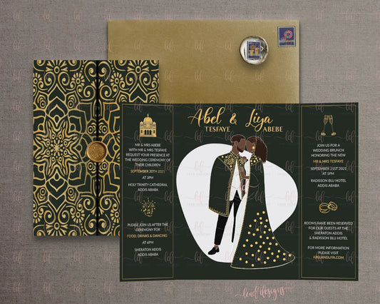 Liya Gatefold Traditional Ethiopian And Eritrean Wedding Invitation Invitations