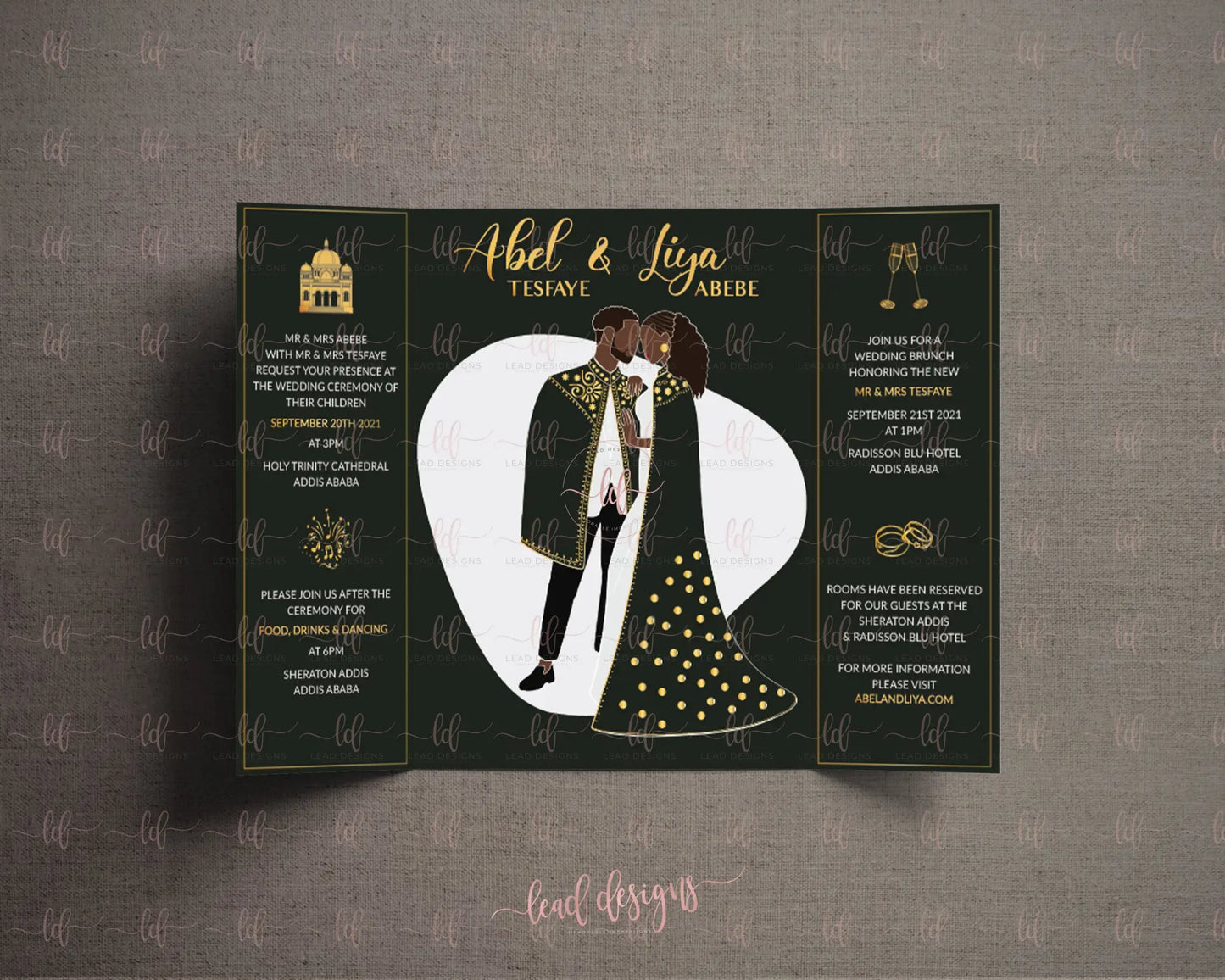 Liya Gatefold Traditional Ethiopian And Eritrean Wedding Invitation Invitations