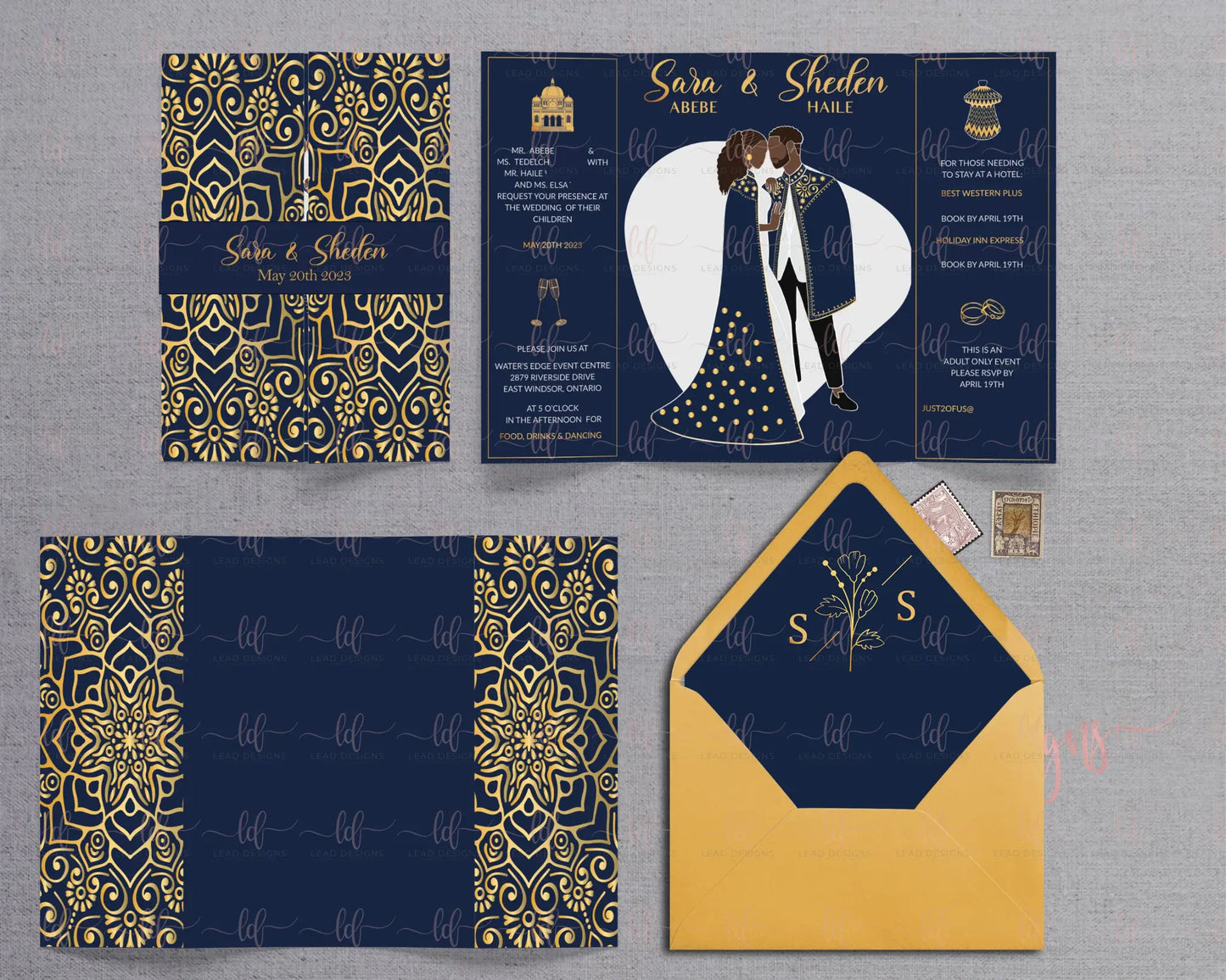 Liya Gatefold Traditional Ethiopian And Eritrean Wedding Invitation Invitations