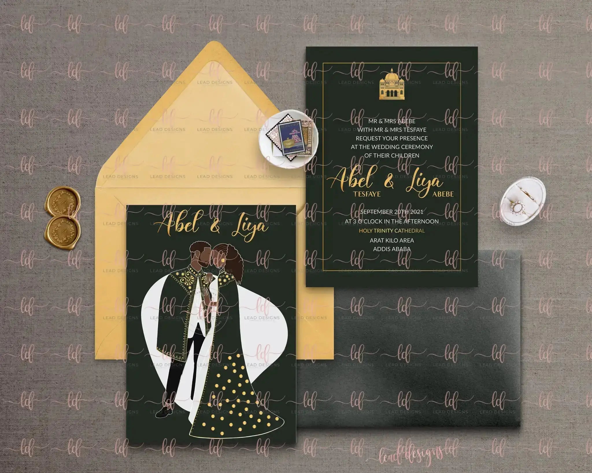 Liya Invitation African Traditional Wedding Abstract Invitations